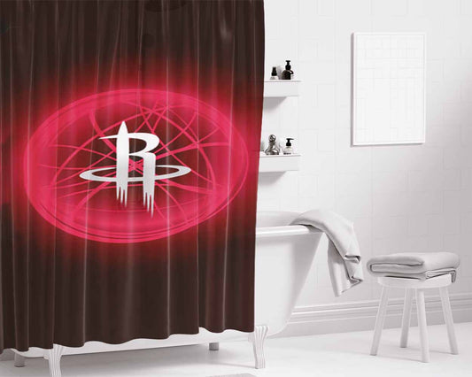 Houston Rockets Symbol Bathroom Shower Curtain Fabric Waterproof | 66 X 72 Inch