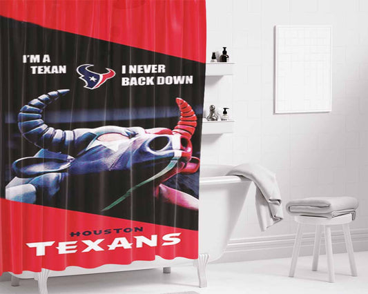 Houston Texans 2 Bathroom Shower Curtain Fabric Waterproof | 66 X 72 Inch
