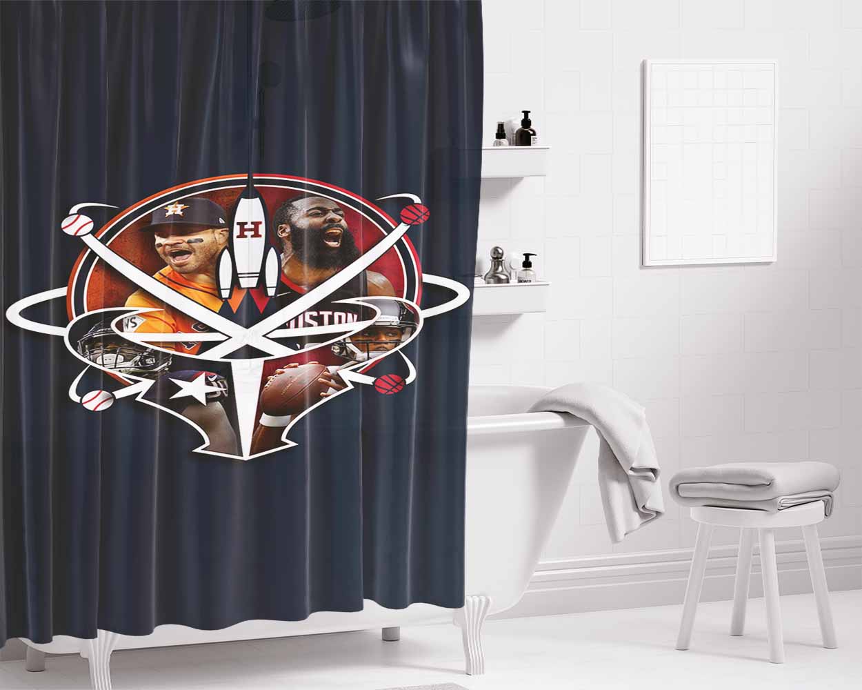 Houston Texans Fa Bathroom Shower Curtain Fabric Waterproof | 66 X 72 Inch