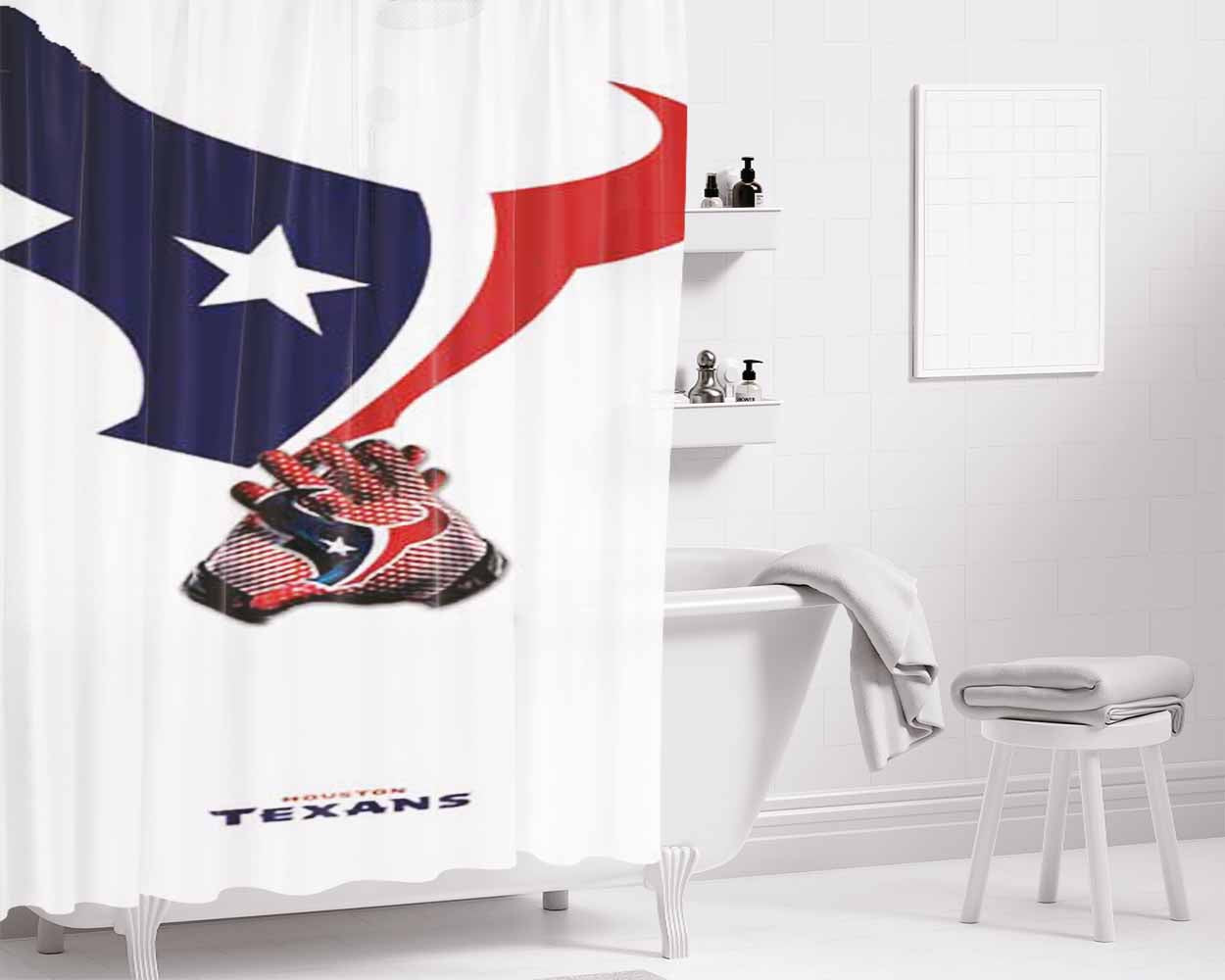 Houston Texans Gloves Bathroom Shower Curtain Fabric Waterproof | 66 X 72 Inch