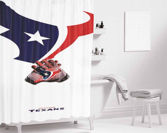 Houston Texans Gloves Bathroom Shower Curtain Fabric Waterproof | 66 X 72 Inch