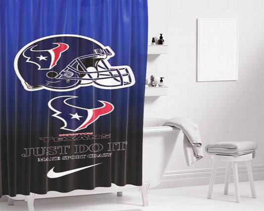 Houston Texans Make Sport Crazy Bathroom Shower Curtain Fabric Waterproof | 66 X 72 Inch