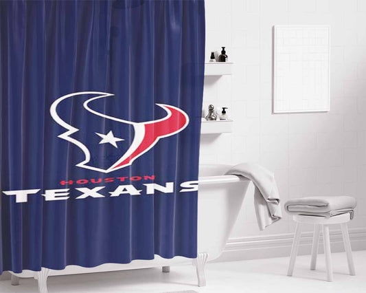 Houston Texans Plain Bathroom Shower Curtain Fabric Waterproof | 66 X 72 Inch
