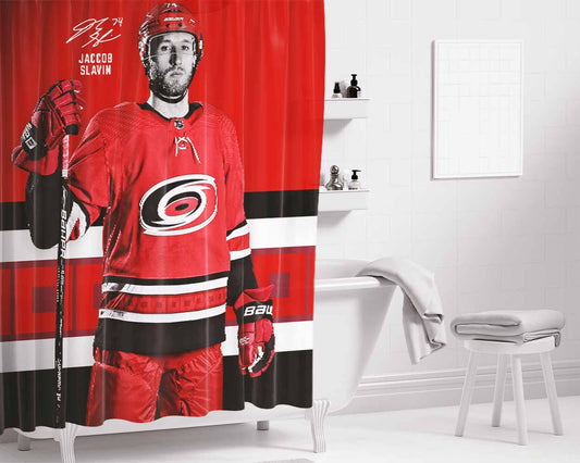 Hurricanes Uniform Nhl Bathroom Shower Curtain Fabric Waterproof | 66 X 72 Inch