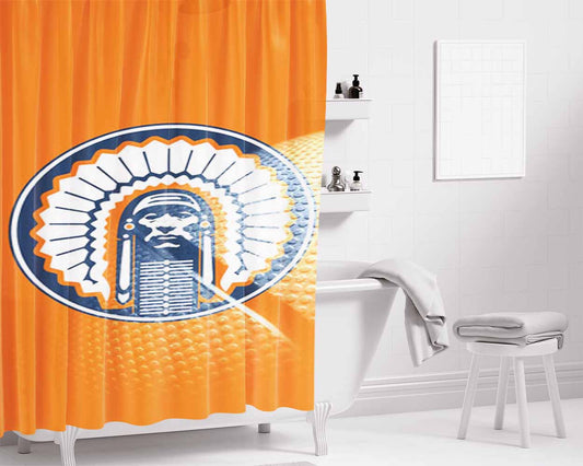 Illinois Icon Logo Bathroom Shower Curtain Fabric Waterproof | 66 X 72 Inch
