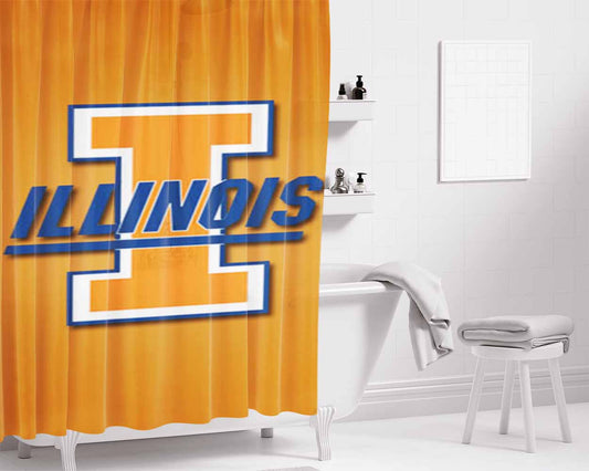Illinois Orange Bathroom Shower Curtain Fabric Waterproof | 66 X 72 Inch