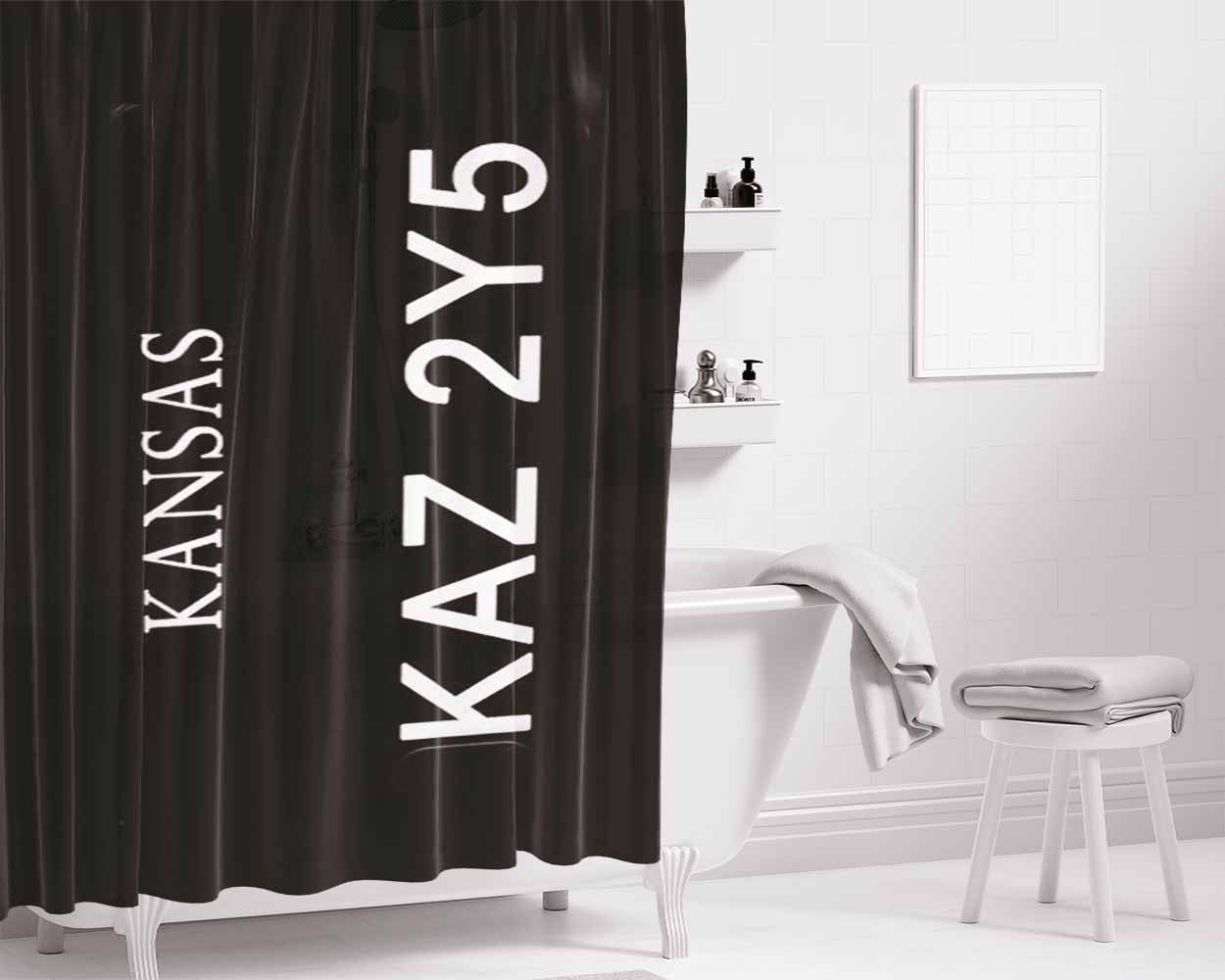 Impala Kansas License Plate Bathroom Shower Curtain Fabric Waterproof | 66 X 72 Inch