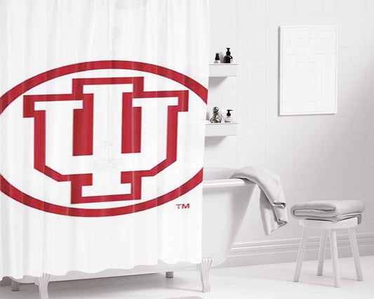 Indiana Hoosiers Logo On Wht Bathroom Shower Curtain Fabric Waterproof | 66 X 72 Inch