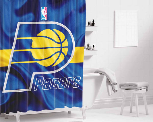 Indiana Pacers Basketball Club Logo Bathroom Shower Curtain Fabric Waterproof | 66 X 72 Inch