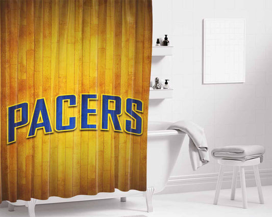 Indiana Pacers Hardwood 2 Bathroom Shower Curtain Fabric Waterproof | 66 X 72 Inch