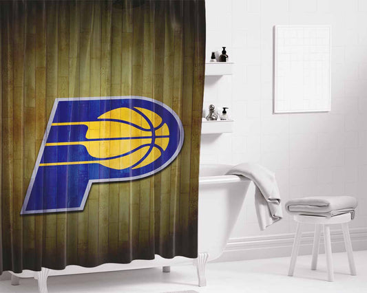 Indiana Pacers Hardwood Bathroom Shower Curtain Fabric Waterproof | 66 X 72 Inch