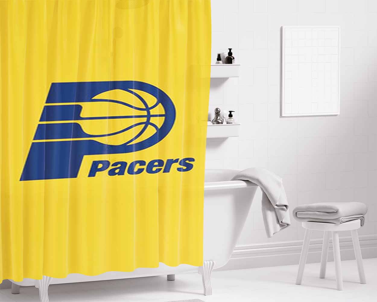 Indiana Pacers Bathroom Shower Curtain Fabric Waterproof | 66 X 72 Inch