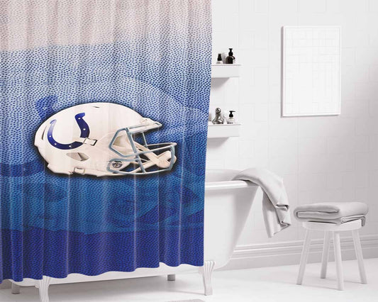 Indianapolis Colts Helmet Bathroom Shower Curtain Fabric Waterproof | 66 X 72 Inch