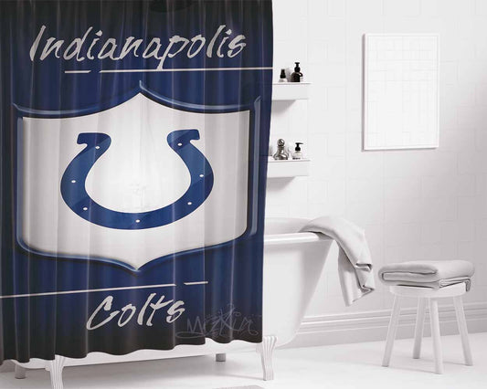 Indianapolis Colts, Afc, Andrew Luck Bathroom Shower Curtain Fabric Waterproof | 66 X 72 Inch