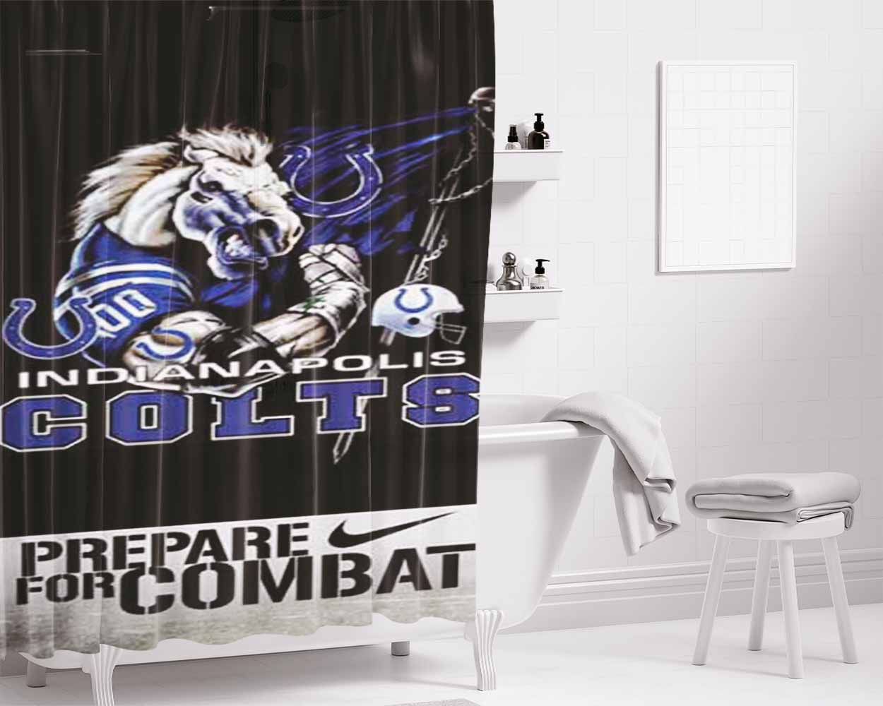 Indy Colts Horse Logo Prepare Bathroom Shower Curtain Fabric Waterproof | 66 X 72 Inch