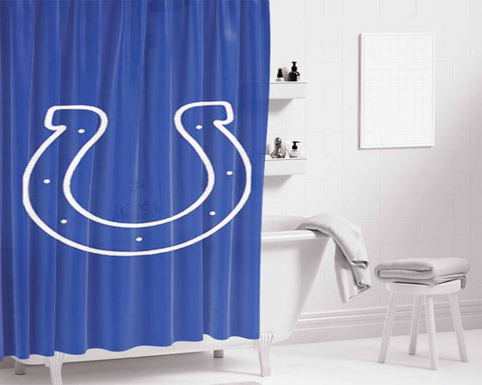 Indy Colts Logo Blue Bathroom Shower Curtain Fabric Waterproof | 66 X 72 Inch