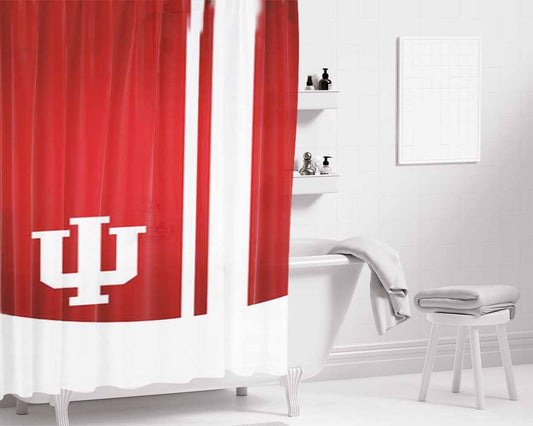 Indy Hoosiers Red Circle Bathroom Shower Curtain Fabric Waterproof | 66 X 72 Inch