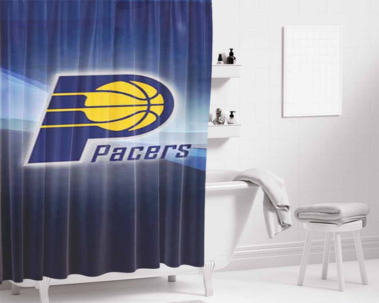 Indy Pacers Logo Texture Bathroom Shower Curtain Fabric Waterproof | 66 X 72 Inch