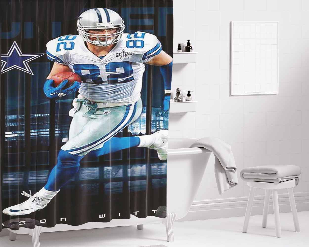 Jason Witten Dallas Cowboys Bathroom Shower Curtain Fabric Waterproof | 66 X 72 Inch