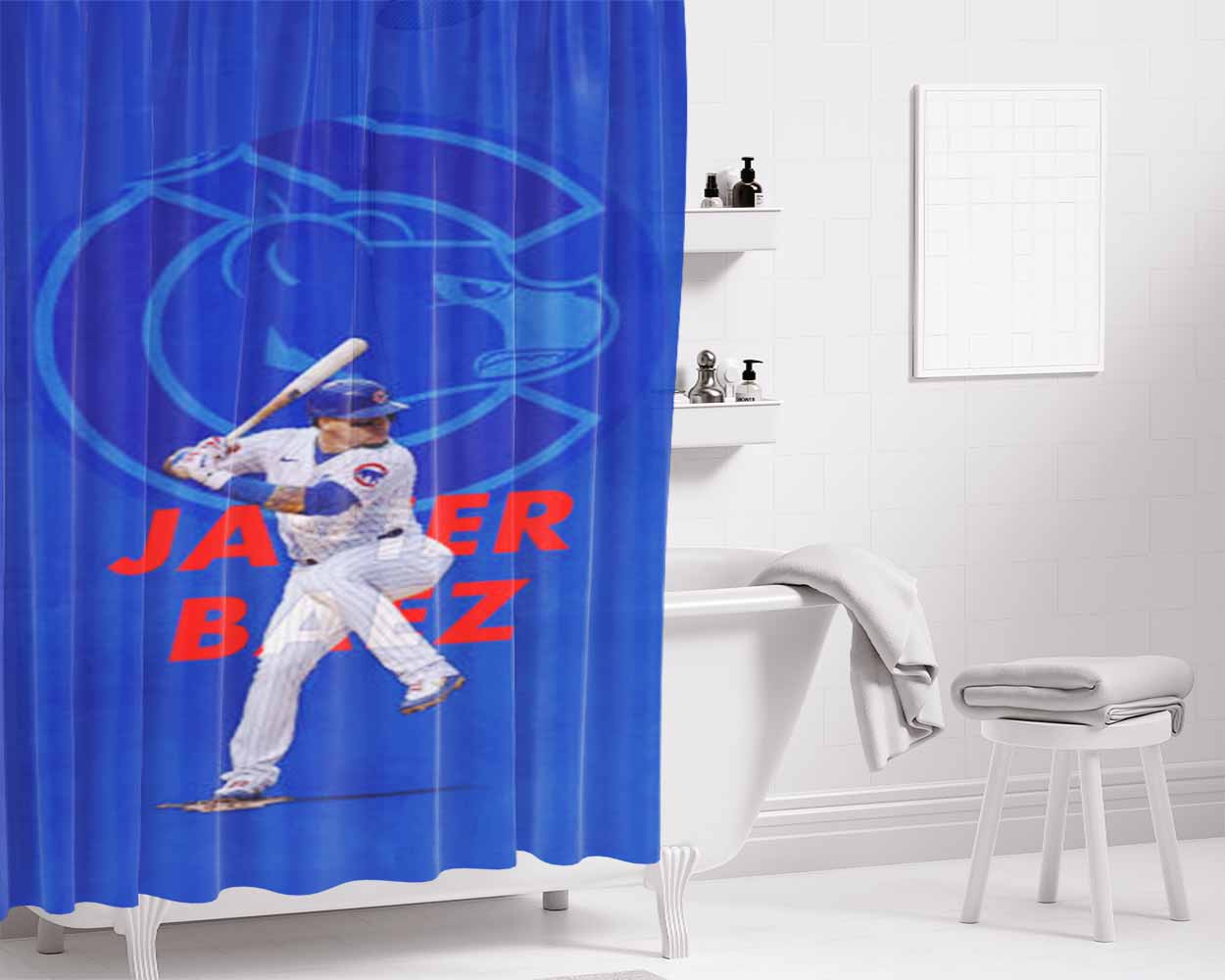 Javier Baez Chicago Cubs Bathroom Shower Curtain Fabric Waterproof | 66 X 72 Inch