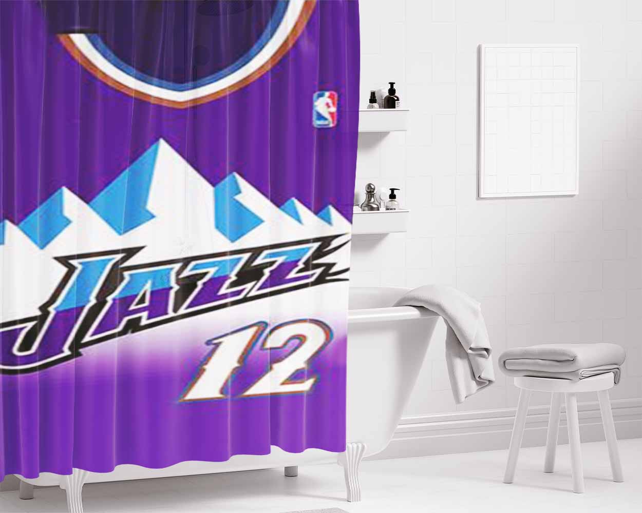 John Stockton Jersey Bathroom Shower Curtain Fabric Waterproof | 66 X 72 Inch