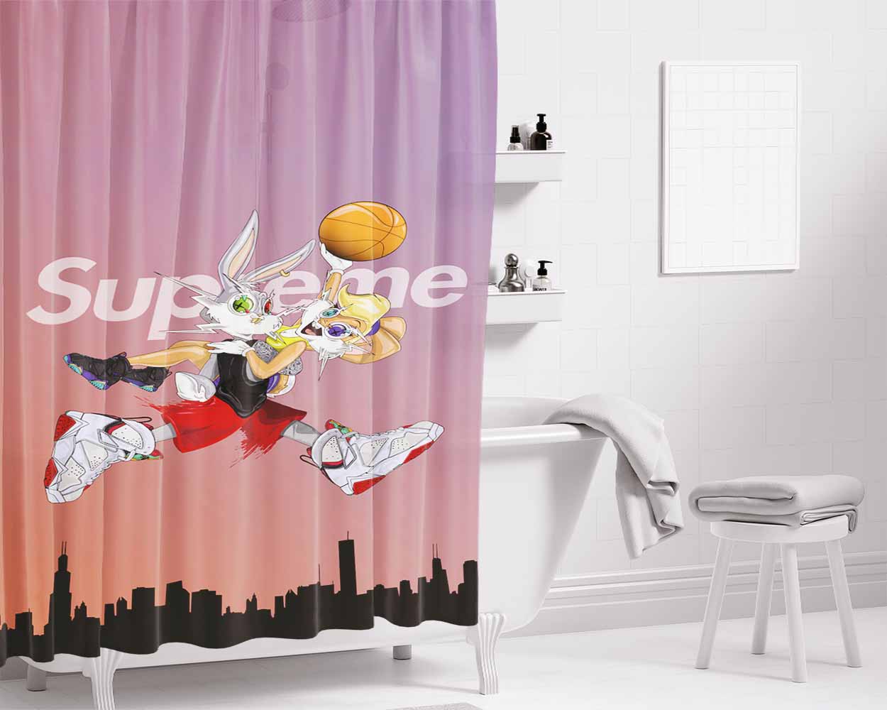 Jordan 23 Bathroom Shower Curtain Fabric Waterproof | 66 X 72 Inch