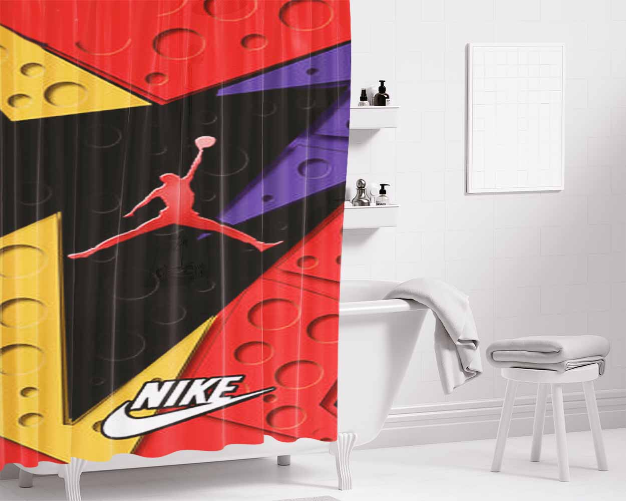 Jordan Basketbal Bathroom Shower Curtain Fabric Waterproof | 66 X 72 Inch