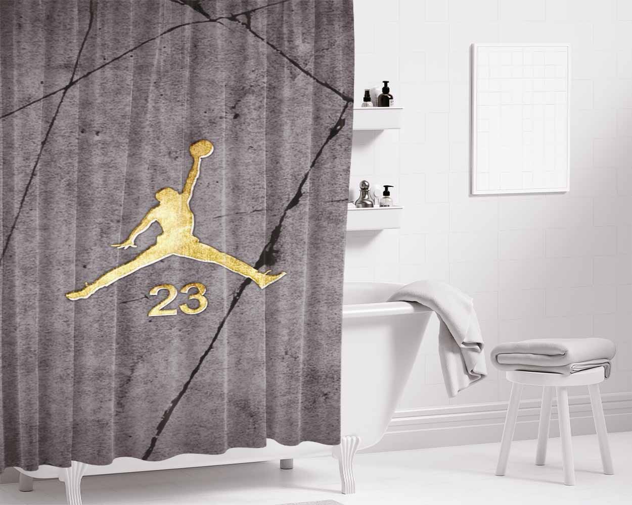 Jordan Gold Marble Bathroom Shower Curtain Fabric Waterproof | 66 X 72 Inch