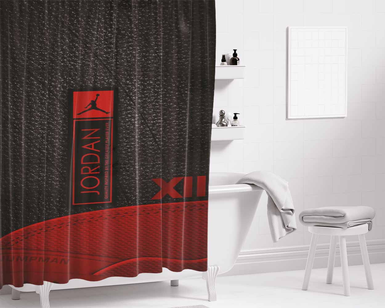 Jordan Jumpman Bathroom Shower Curtain Fabric Waterproof | 66 X 72 Inch