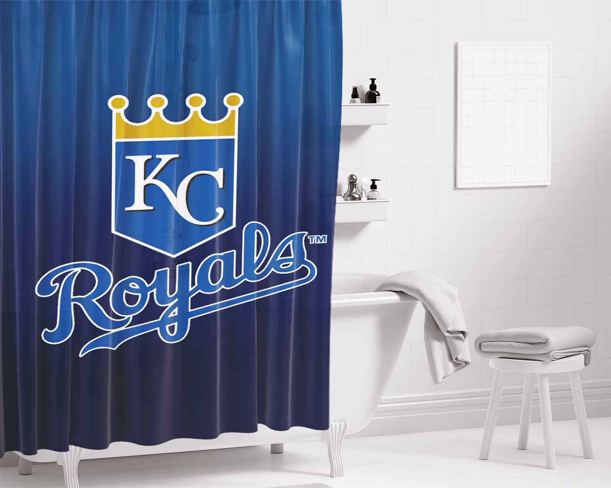 Kansas City Royals Logo Bathroom Shower Curtain Fabric Waterproof | 66 X 72 Inch