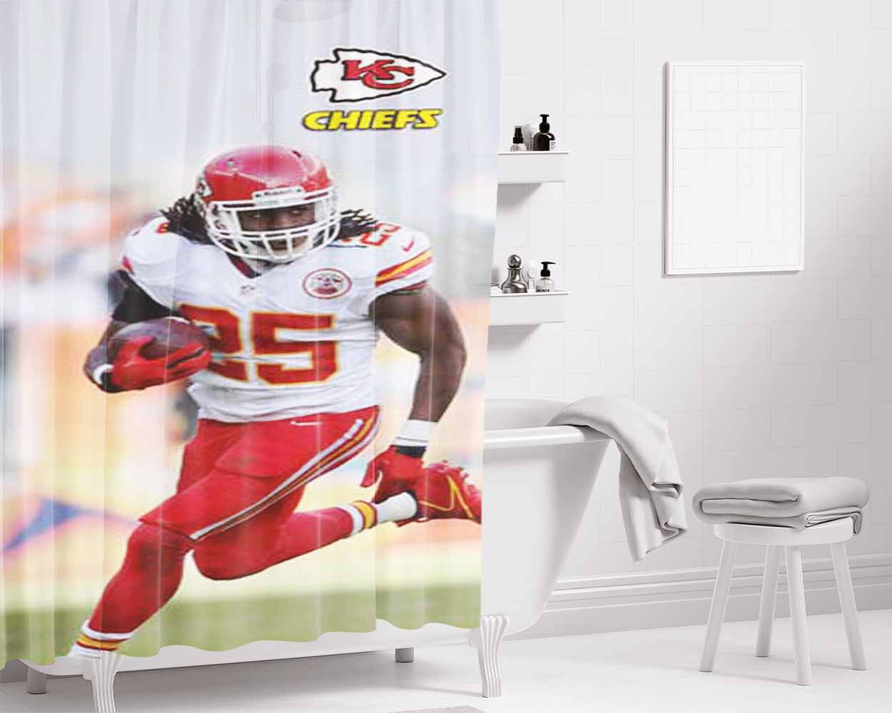 Kc Chiefs Jamaal Charles Bathroom Shower Curtain Fabric Waterproof | 66 X 72 Inch