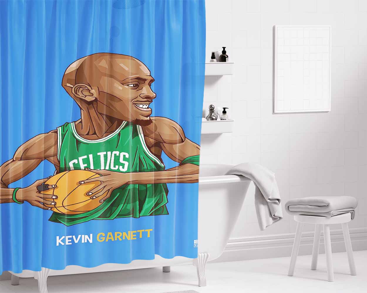 Kevin Garnett Bathroom Shower Curtain Fabric Waterproof | 66 X 72 Inch