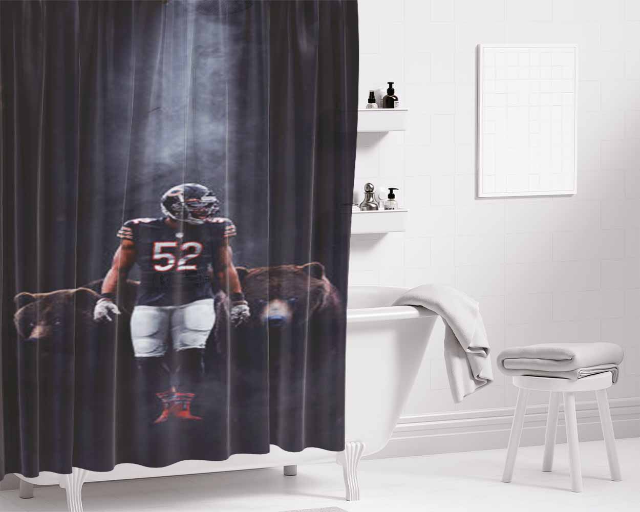 Khalil Mack Chicago Bears Bathroom Shower Curtain Fabric Waterproof | 66 X 72 Inch
