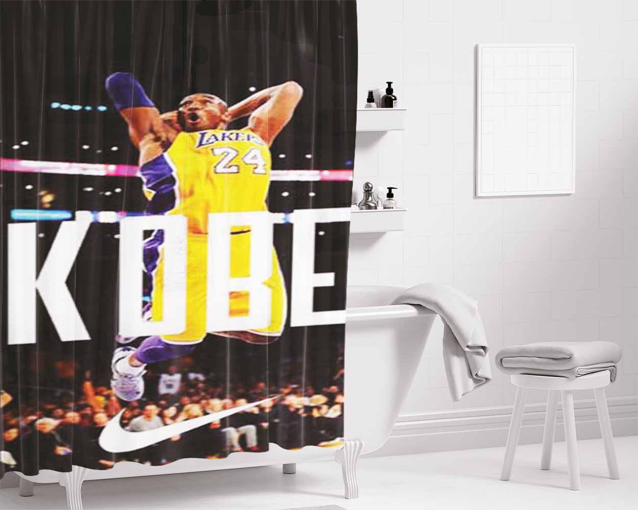 Kobe Big Name Bathroom Shower Curtain Fabric Waterproof | 66 X 72 Inch