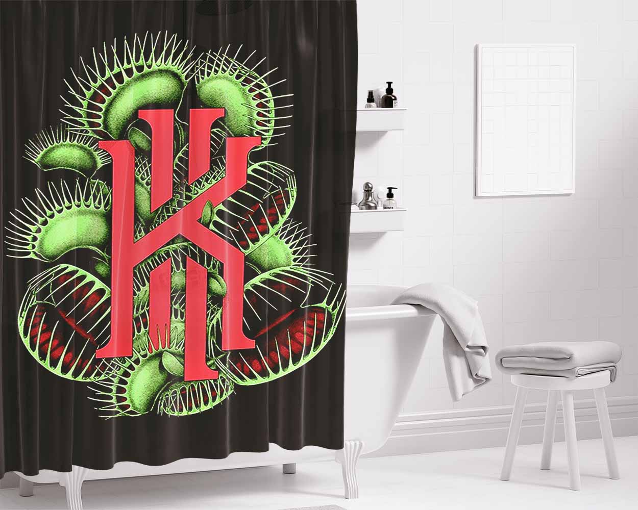 Kyrie Logo Bathroom Shower Curtain Fabric Waterproof | 66 X 72 Inch