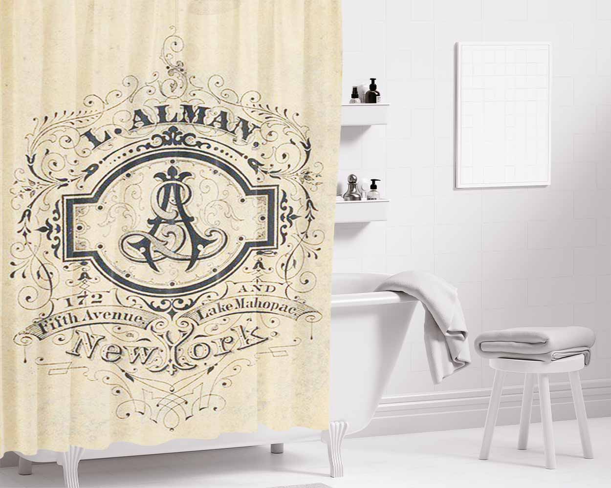 L Alman New York Bathroom Shower Curtain Fabric Waterproof | 66 X 72 Inch