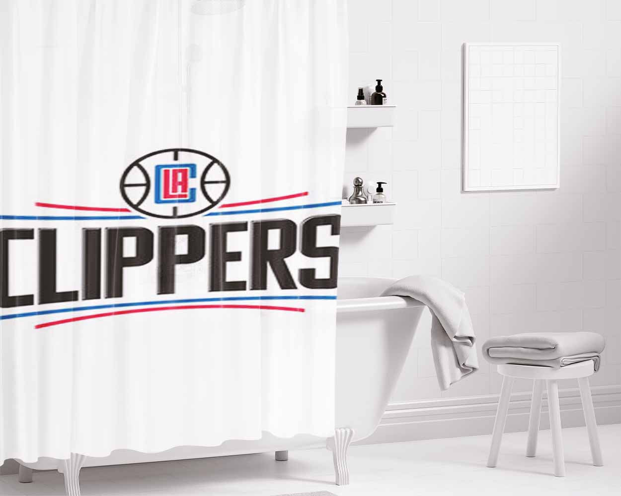 La Clippers Baseball Logo Bathroom Shower Curtain Fabric Waterproof | 66 X 72 Inch