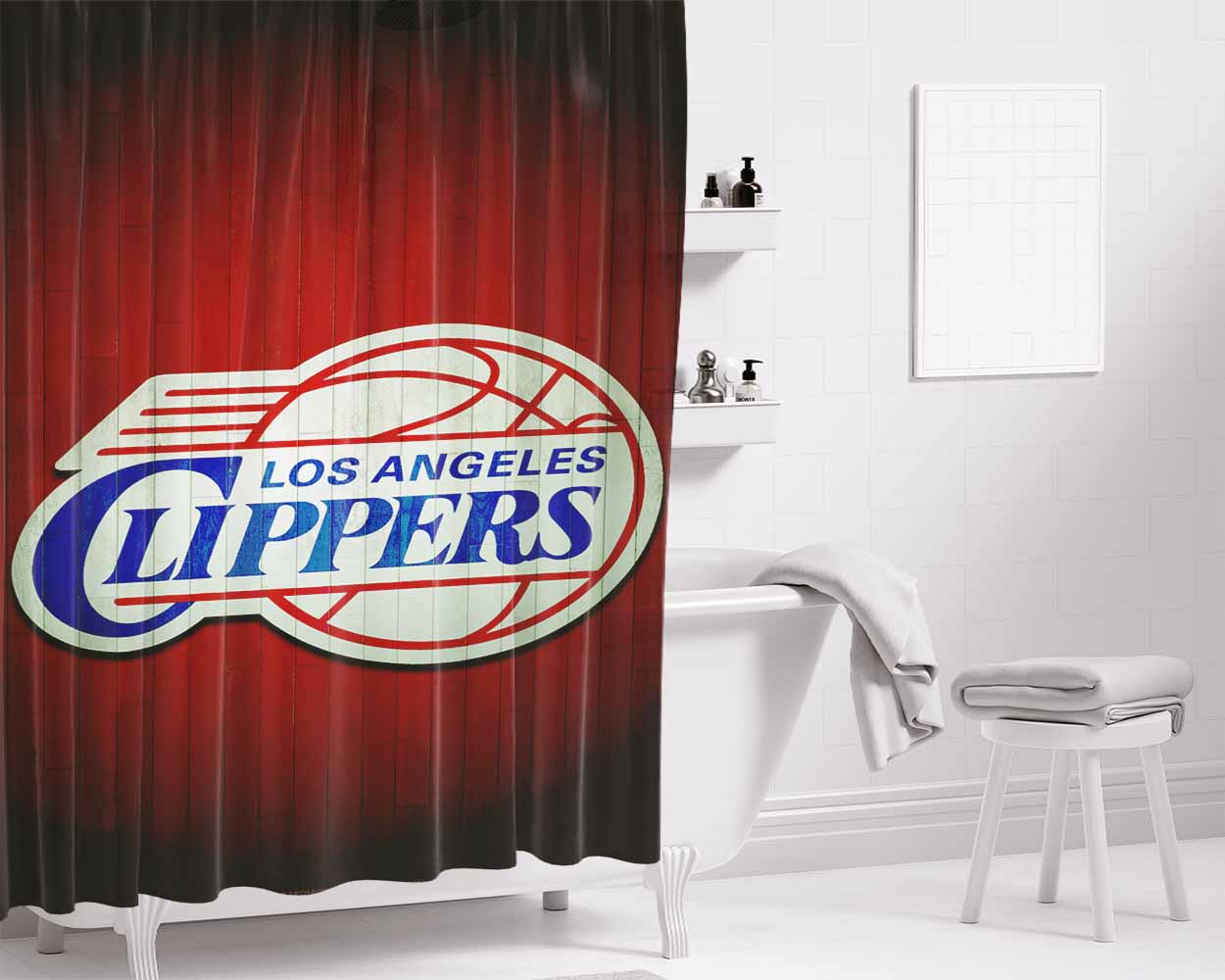 La Clippers Hardwood Bathroom Shower Curtain Fabric Waterproof | 66 X 72 Inch