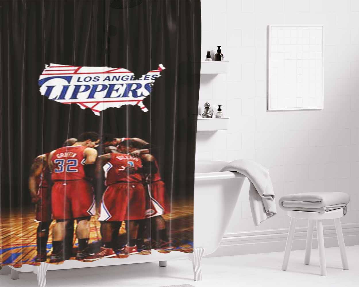 La Clippers Spotlight Plain Bathroom Shower Curtain Fabric Waterproof | 66 X 72 Inch