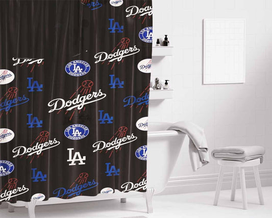 La Dodgers Logo Baseball Simbols Bathroom Shower Curtain Fabric Waterproof | 66 X 72 Inch