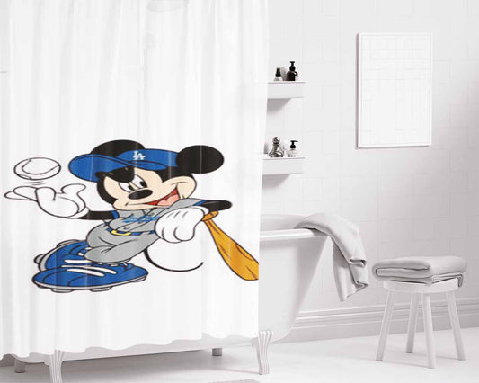 La Dodgers Mickey Mouse Bathroom Shower Curtain Fabric Waterproof | 66 X 72 Inch