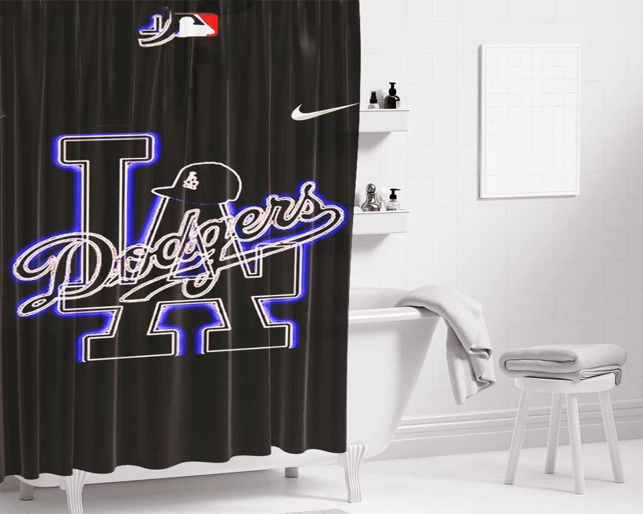 La Dodgers Mlb 9876 Bathroom Shower Curtain Fabric Waterproof | 66 X 72 Inch