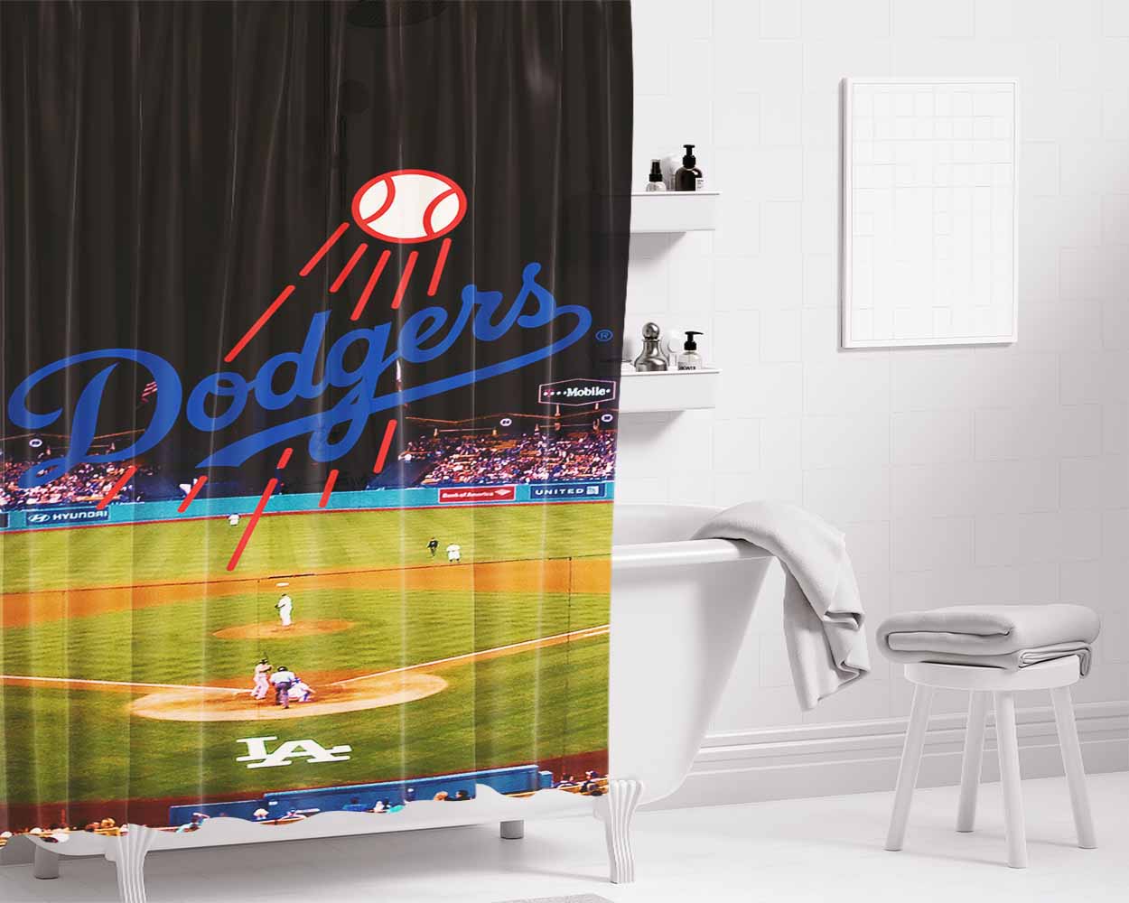 La Dodgers Stadium 1 Bathroom Shower Curtain Fabric Waterproof | 66 X 72 Inch