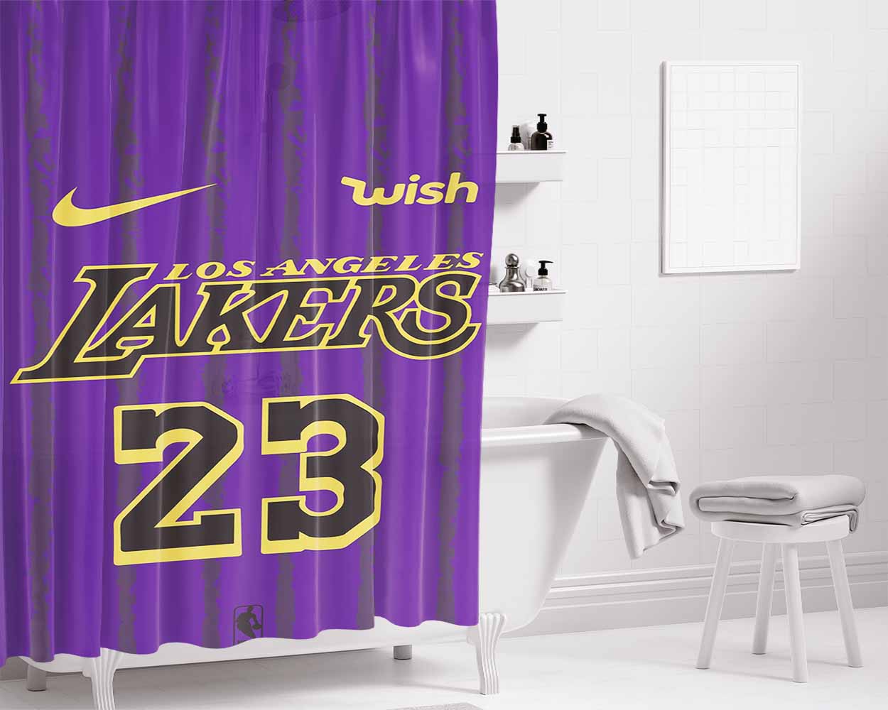 Lakers La 23 Legend Bathroom Shower Curtain Fabric Waterproof | 66 X 72 Inch