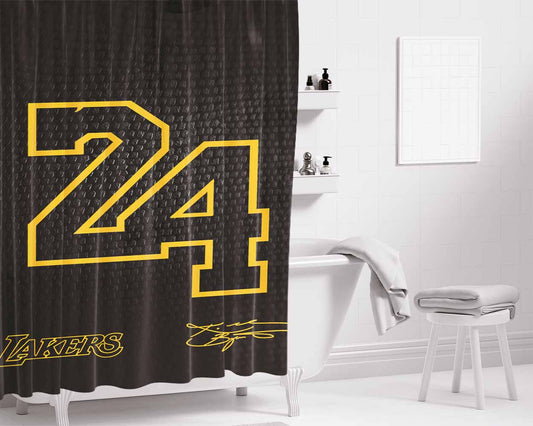Lakers Number 24 Deluxe Bathroom Shower Curtain Fabric Waterproof | 66 X 72 Inch