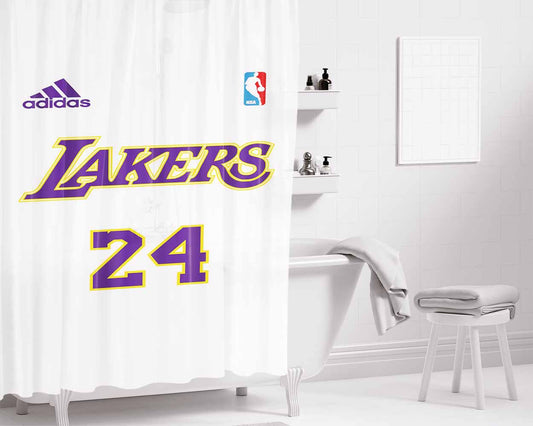 Lakers Number 24 Legend Nba Bathroom Shower Curtain Fabric Waterproof | 66 X 72 Inch