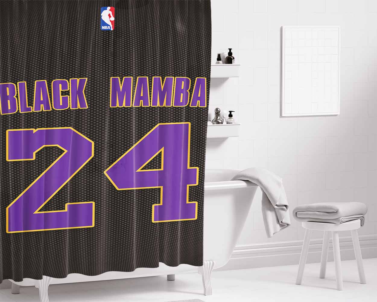 Lakers Poison Black Mamba Bathroom Shower Curtain Fabric Waterproof | 66 X 72 Inch
