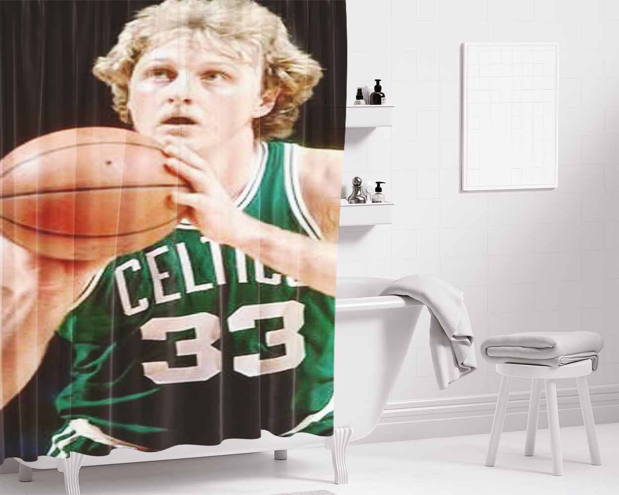 Larry Joe Bird Bathroom Shower Curtain Fabric Waterproof | 66 X 72 Inch