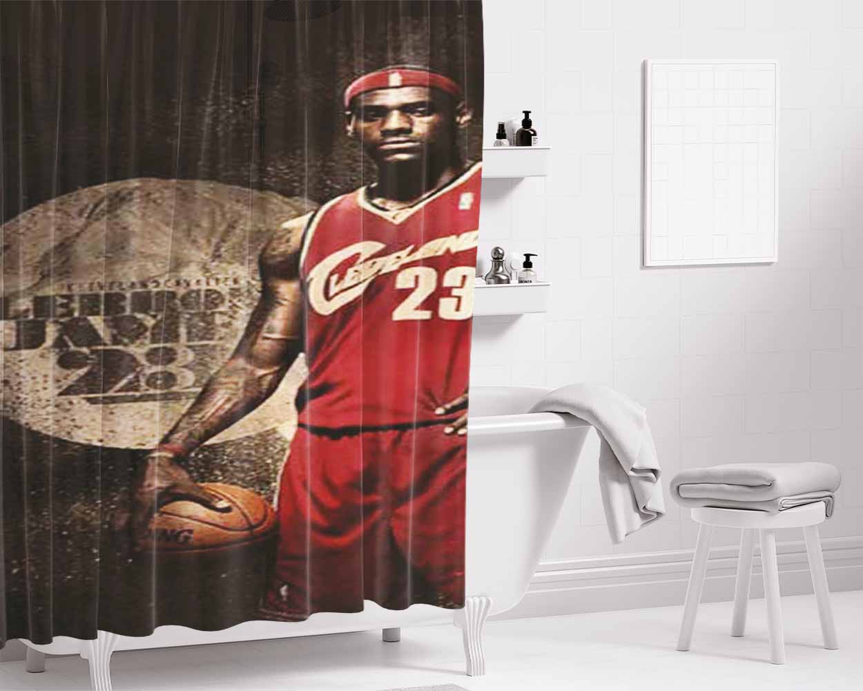 Lebron Circle Bkg Bathroom Shower Curtain Fabric Waterproof | 66 X 72 Inch