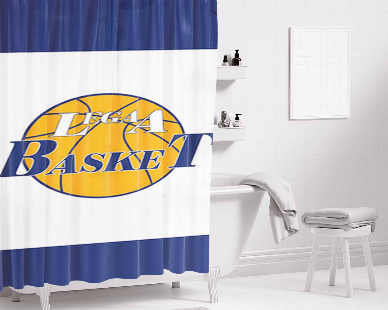 Legaa Basket Bathroom Shower Curtain Fabric Waterproof | 66 X 72 Inch
